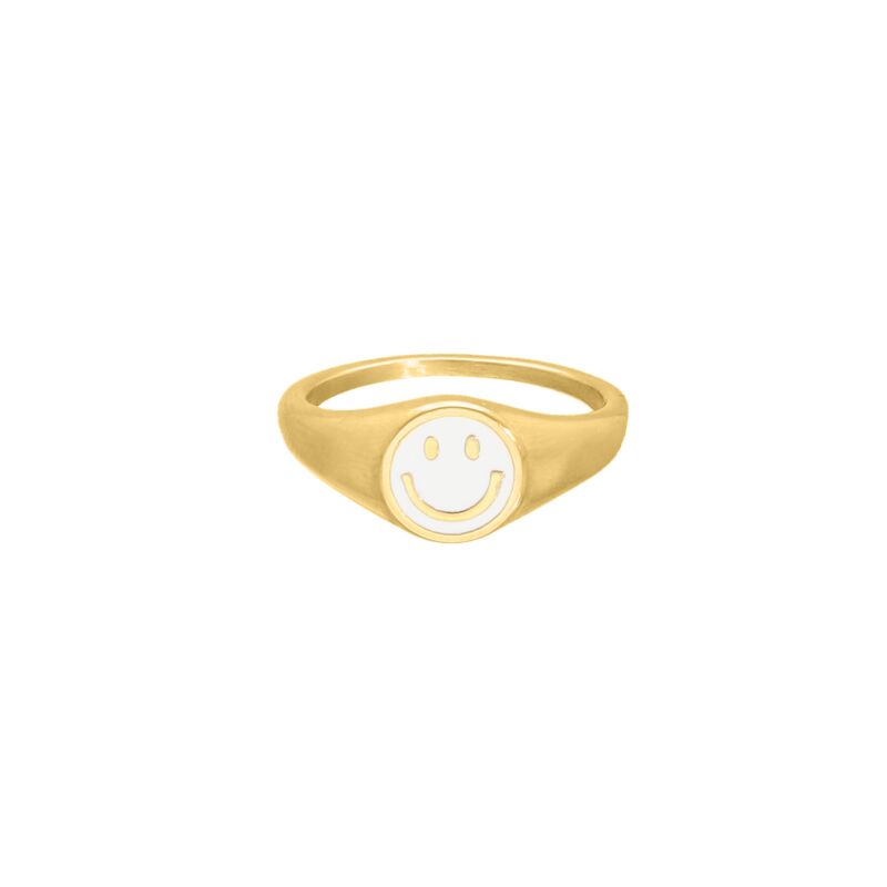 Gouden ring met witte smiley