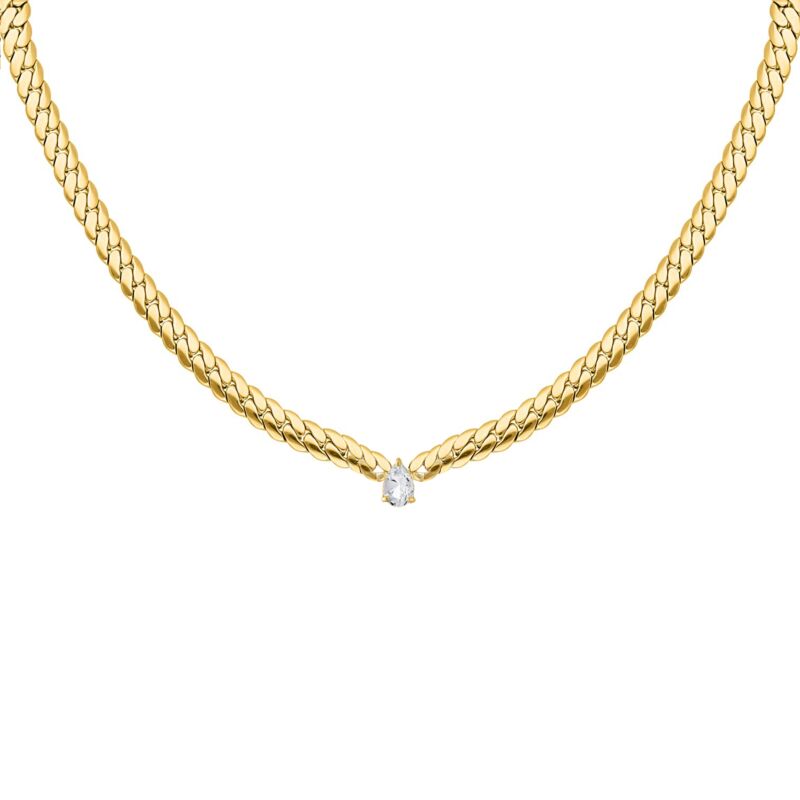 Chain ketting met crystal drop goudkleurig