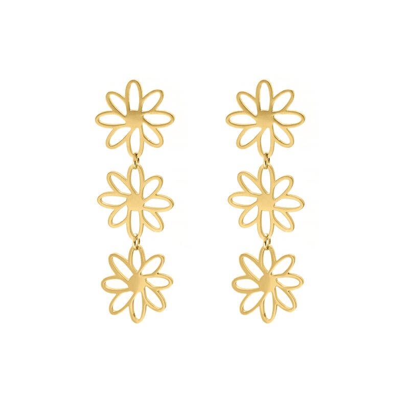 Triple flower earrings goldplated