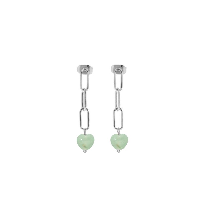 Ketting oorbellen aventurine heart