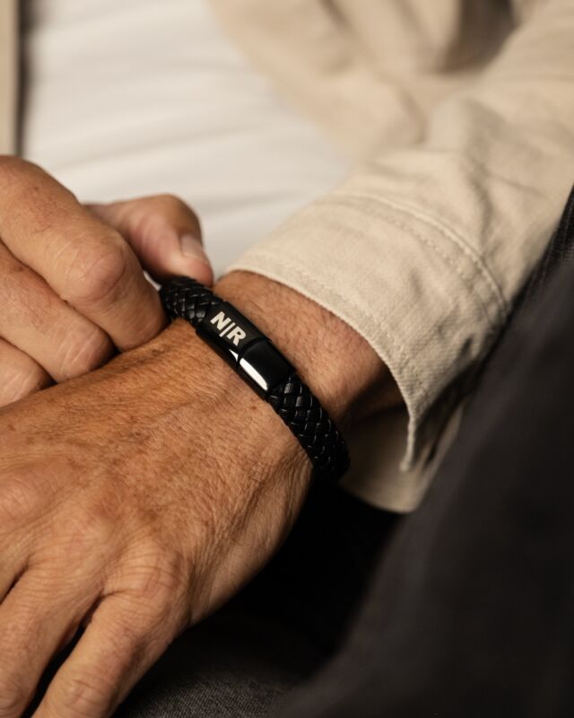 Leren mannen armband met naam zwart