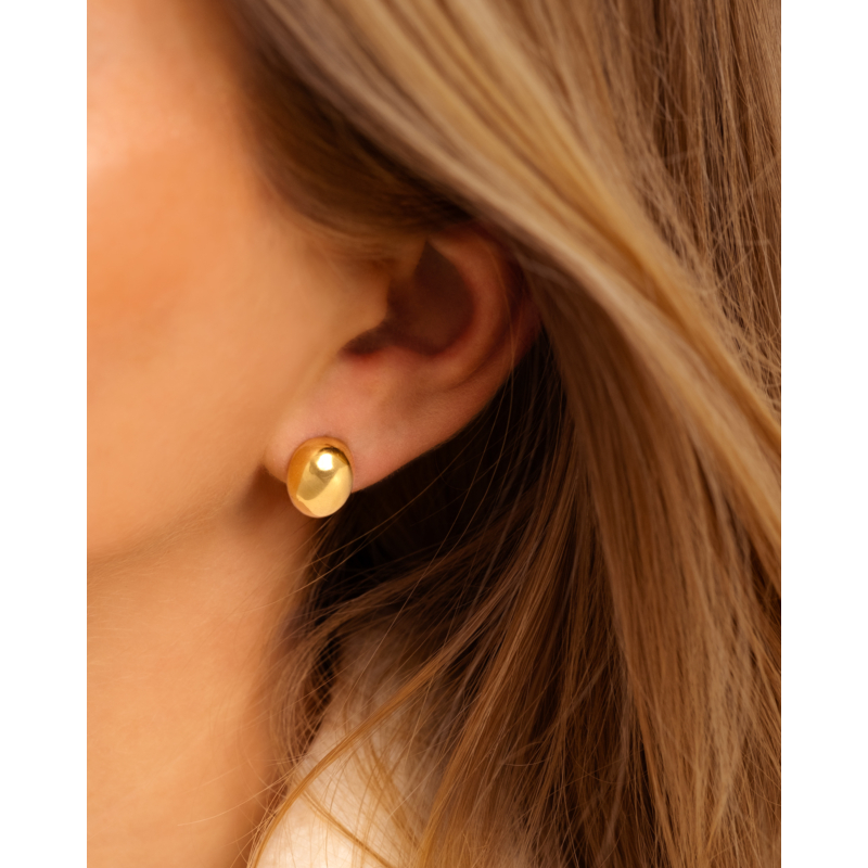 Oval stud oorbellen goudkleurig