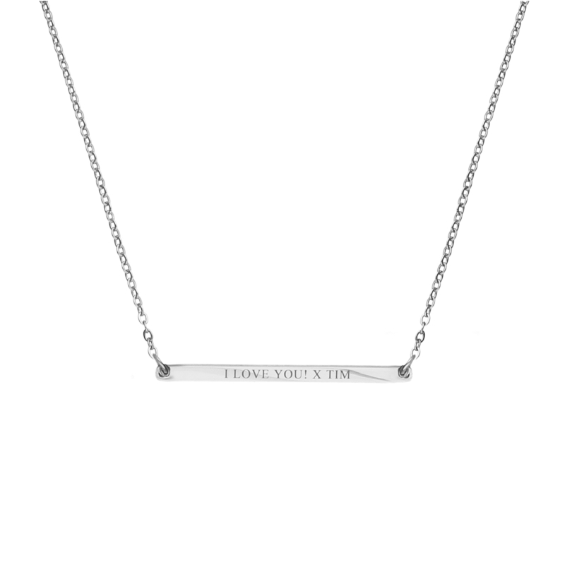 Minimalistische bar ketting in de kleur zilver graveerbaar