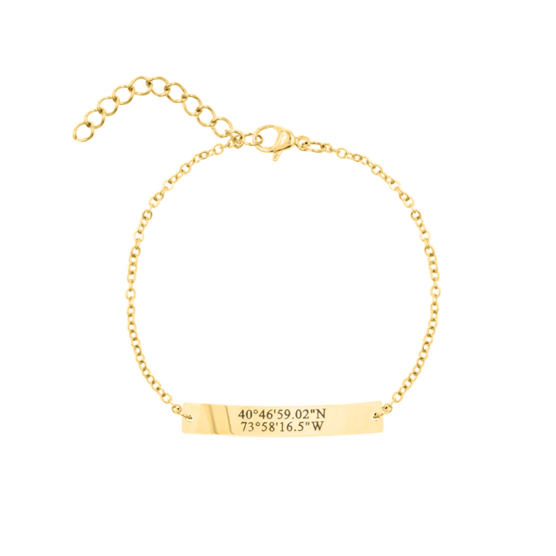Armband met coördinaten goudkleurig