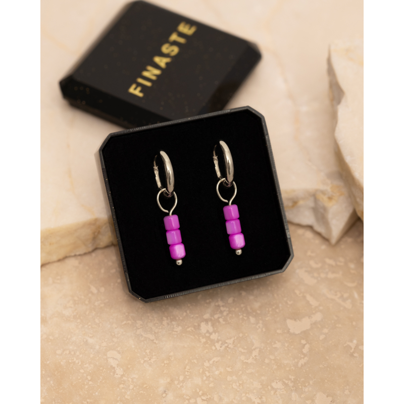 Earrings neon pink stones