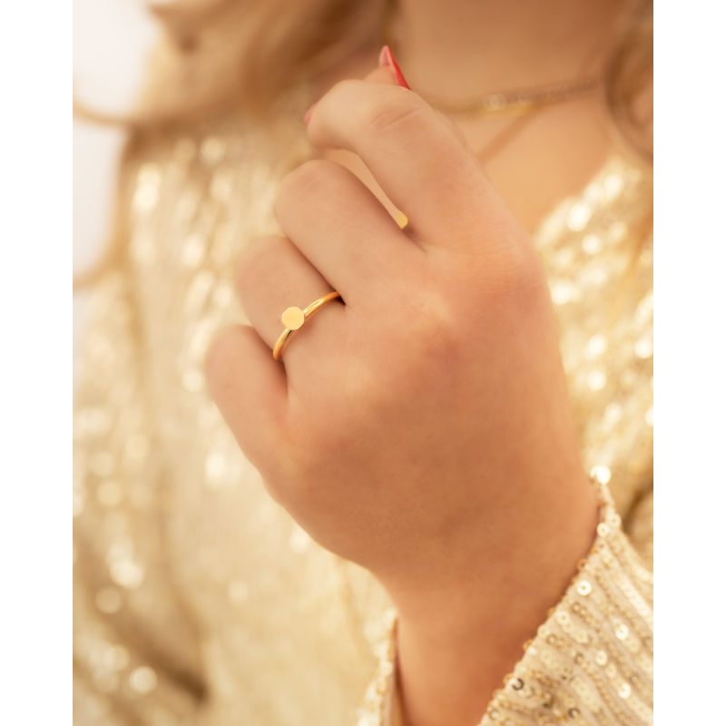 Ring mini hexagon goudkleurig