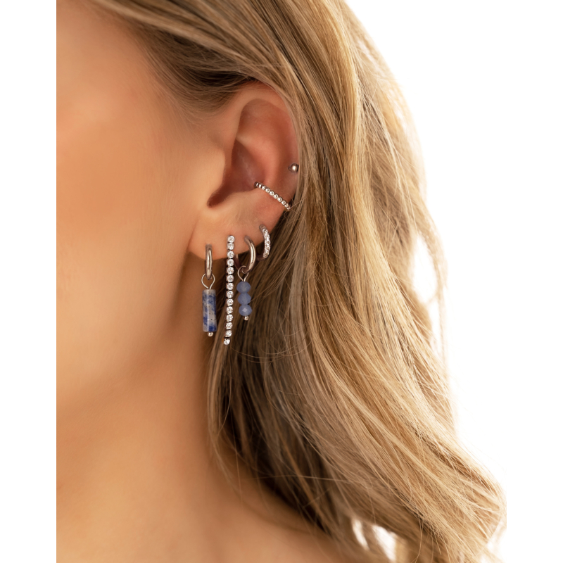 Oorringetjes round blue stones