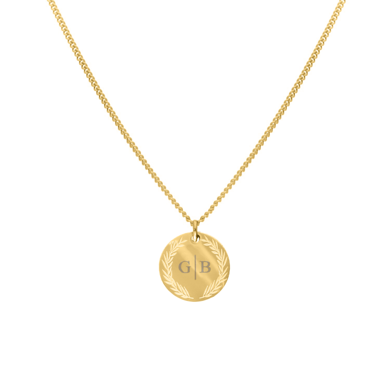 Coin necklace 2 initials goldplated