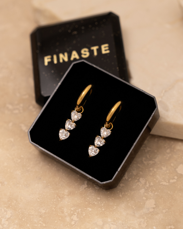 Oorringetjes goud met hartjes in Finaste doosje