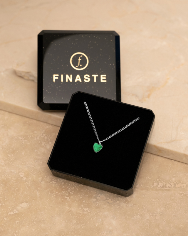 Ketting zilver met hartjes birthstone