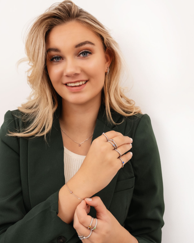 Ketting zilver birthstone om pols