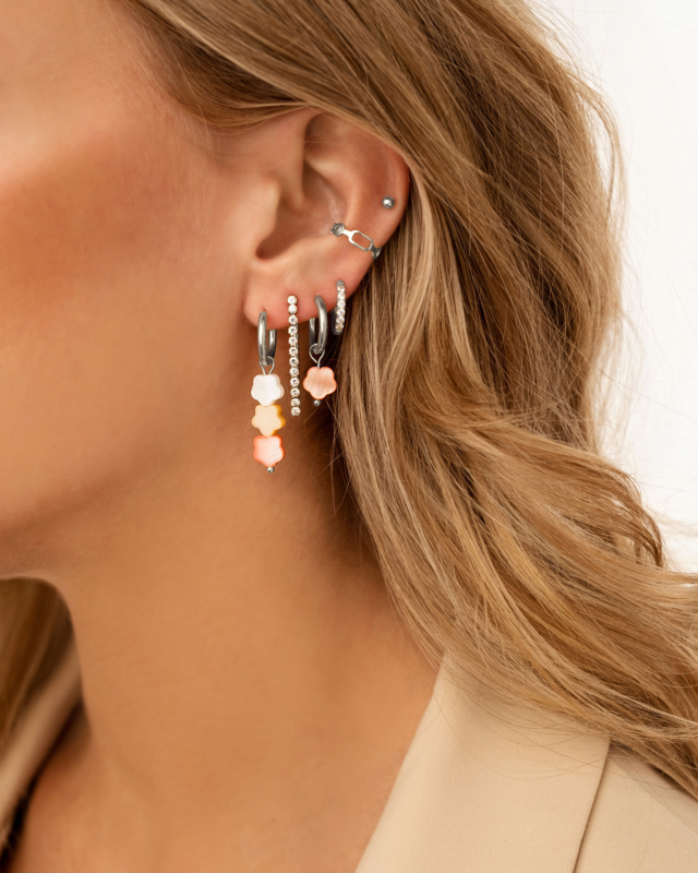 Zilveren oorbellen mix met ear cuff