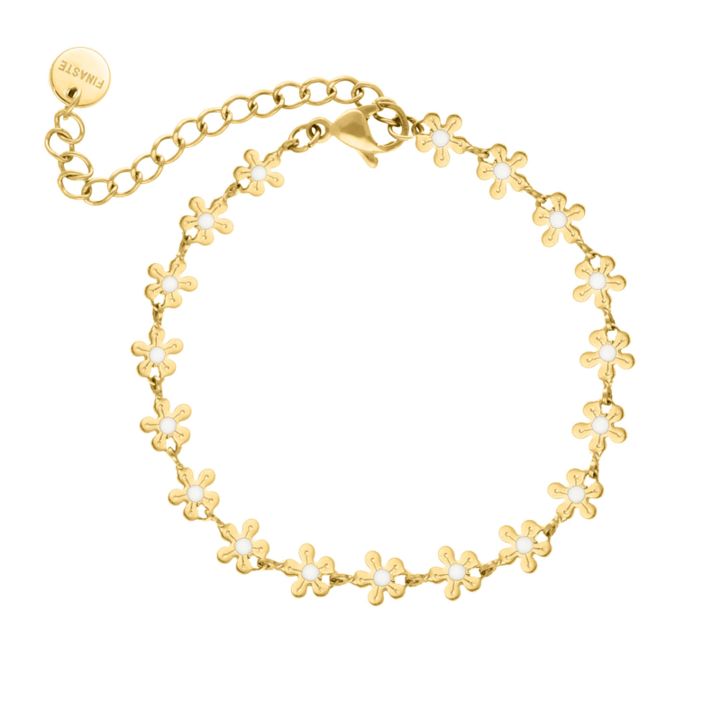 Gouden armband met bloemetjes