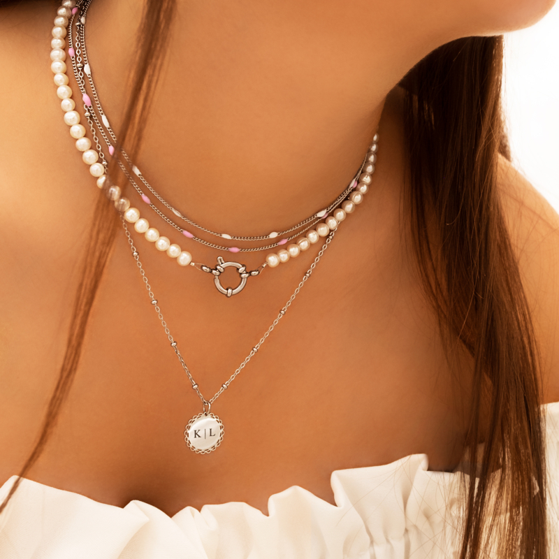 Zilveren necklace party