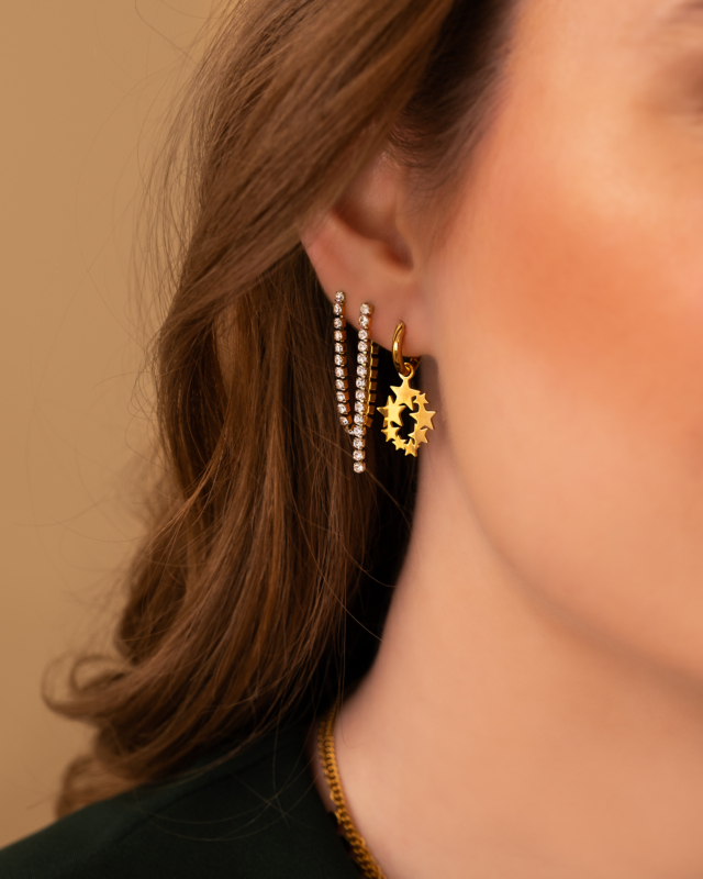 Shiny tennis earrings goudkleurig