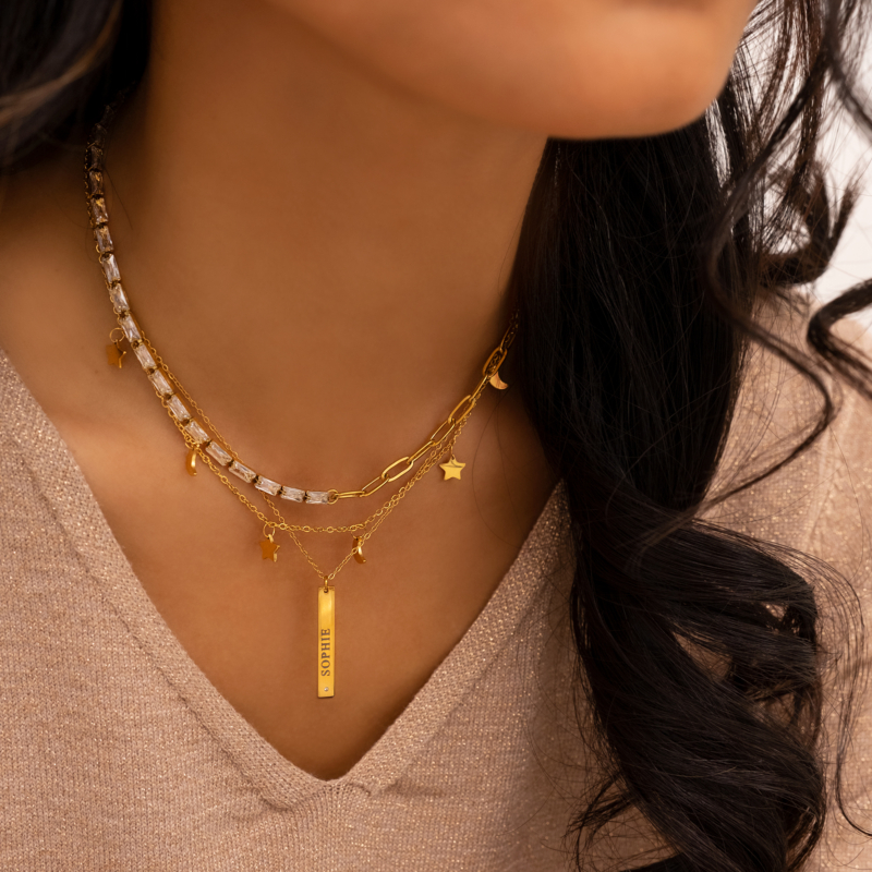 Gouden kettingen mix bij model