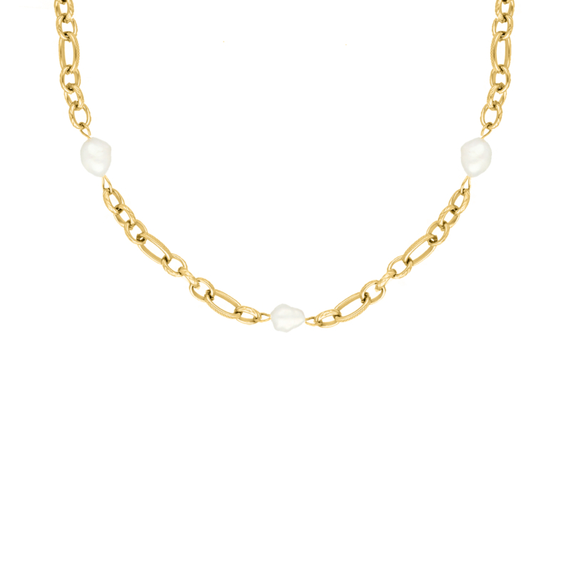 Chain and pearl necklace goudkleurig