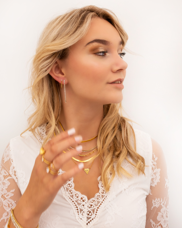 Ketting Oorbellen Little Stone Kleur Goud