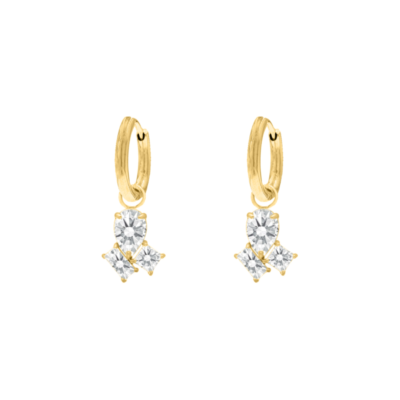 Oorringetjes trinity gems goudkleurig