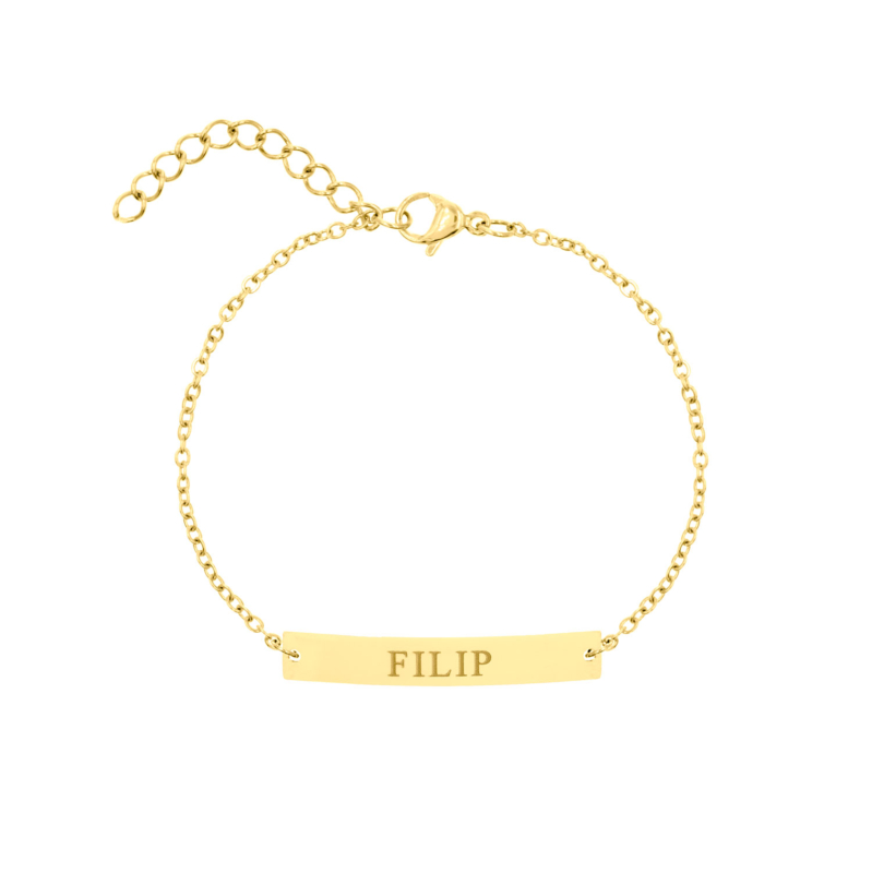 Gouden graveerbare bar armband