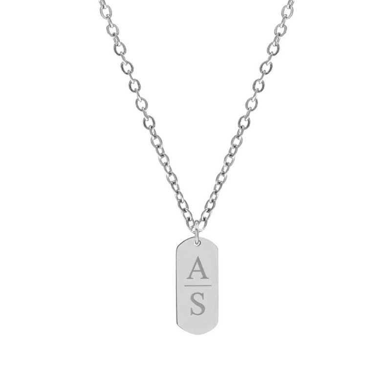 Graveerbare Bar Ketting 2 Letters