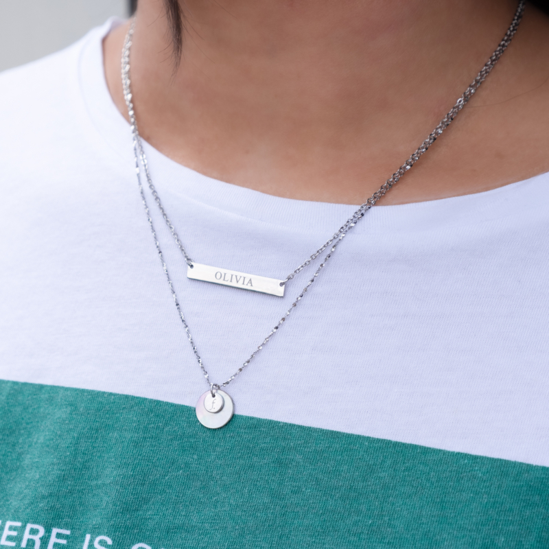 Festival kettinkjes met graveerbare bar ketting