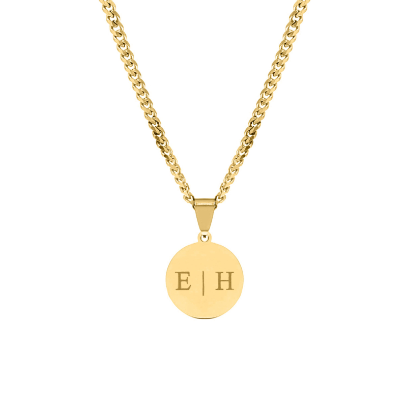 Graveerbare mannen ketting met munt goud