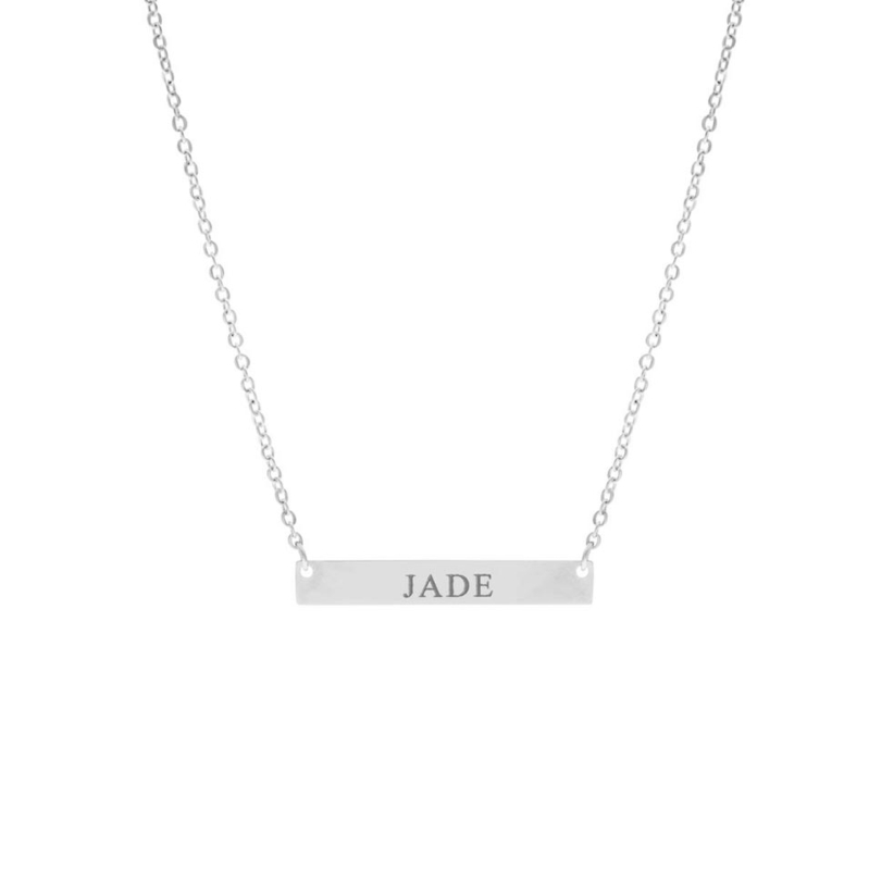 Zilveren graveerbare bar ketting