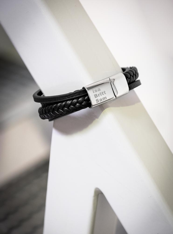 Leren heren armband met namen