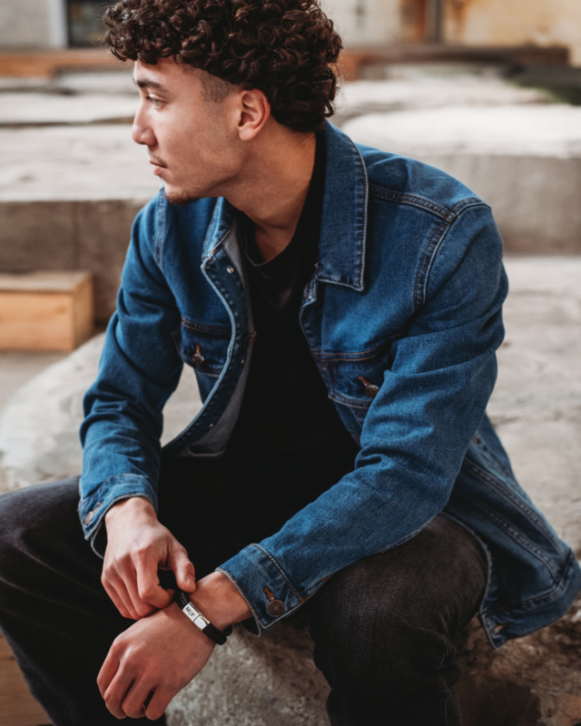 Leren heren armband met namen