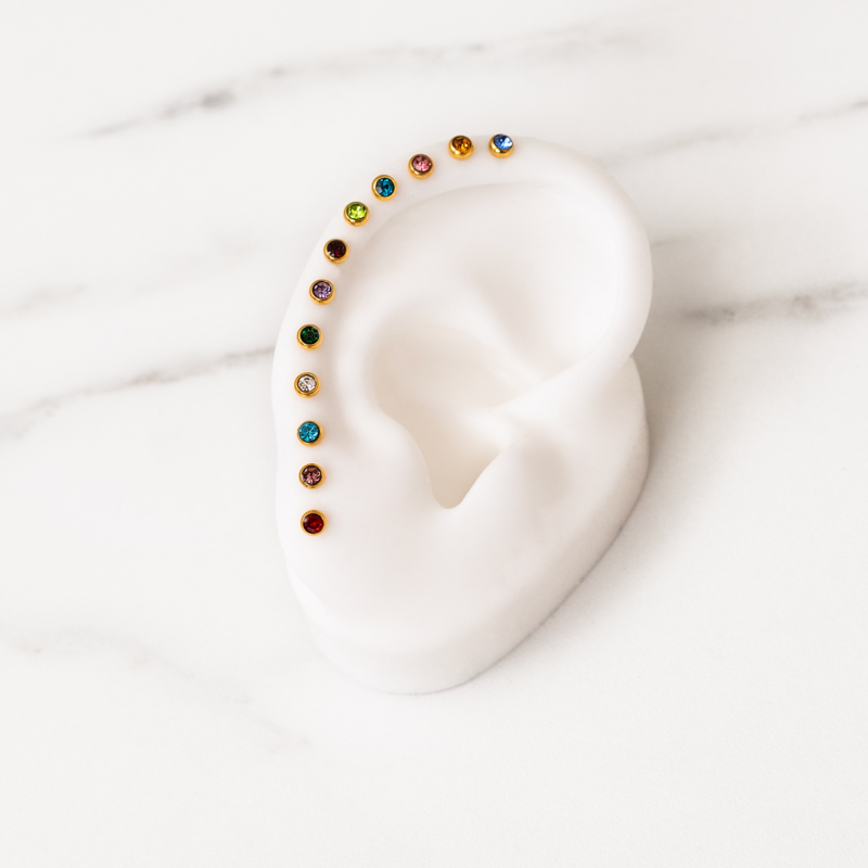 Geboortesteen oorbellen goudkleurig