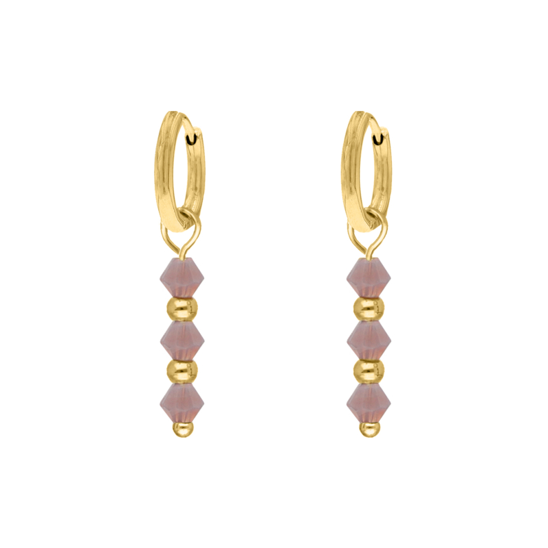 Oorbellen lila beads goldplated