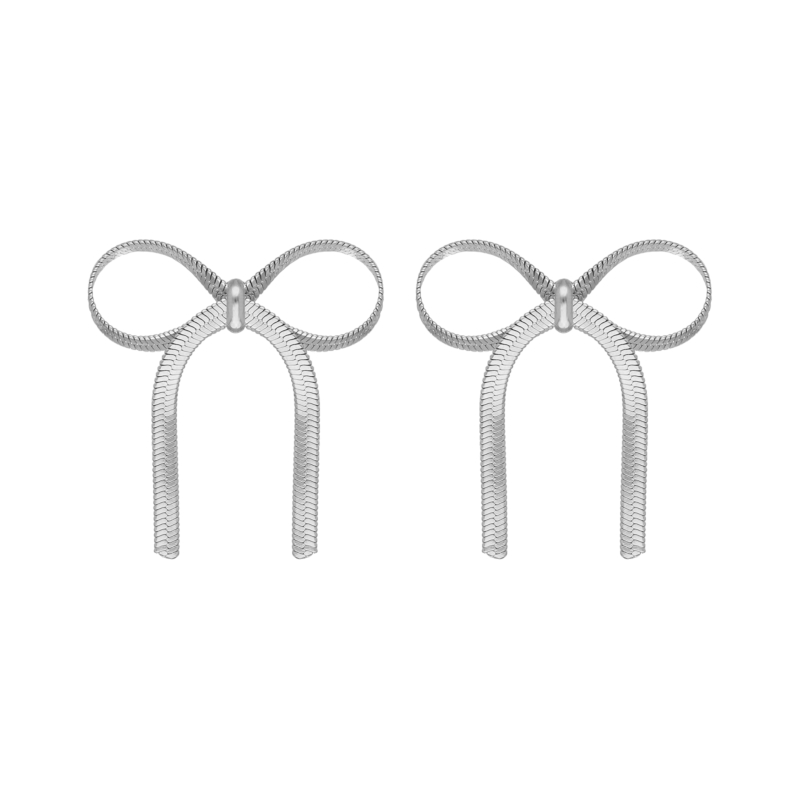 Trendy bow earrings zilverkleurig