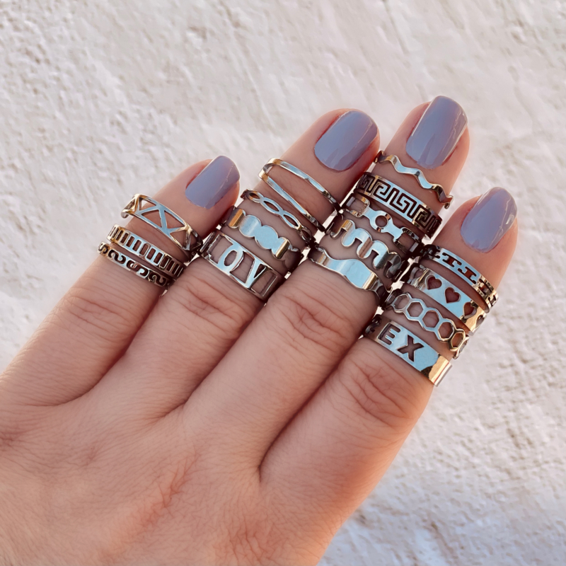 Verstelbare ringen mix in het zilver met doosje