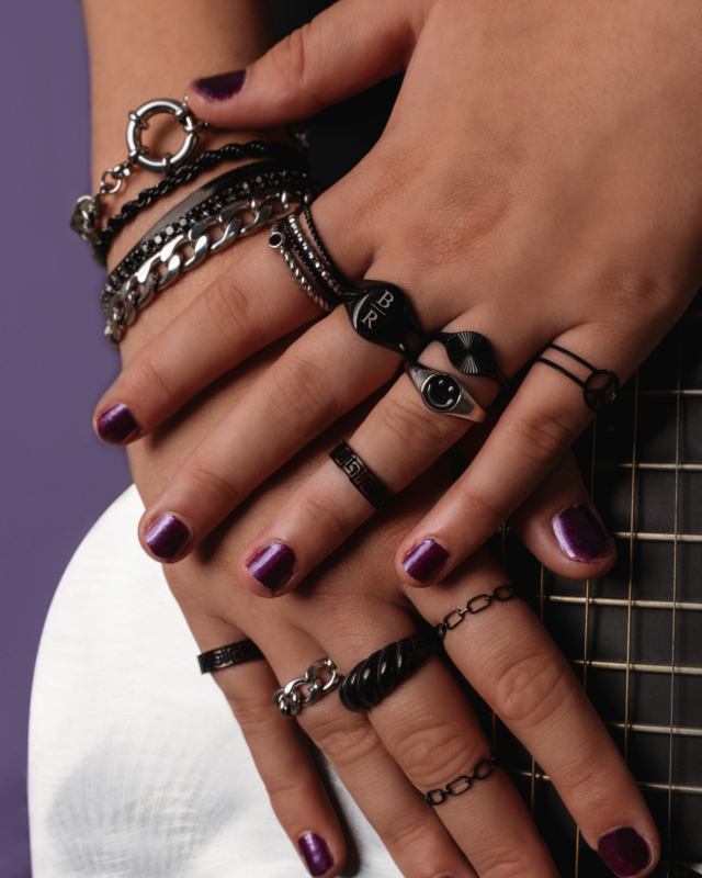 Ring zilver birthstone zwart