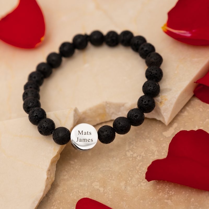 Mannen armband graveerbaar met initials met rozenblaadjes