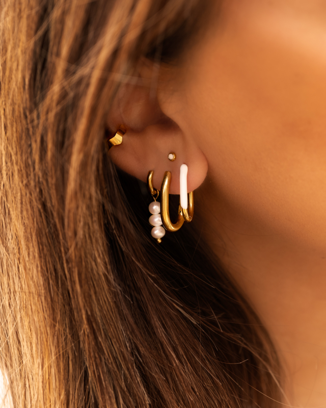 Chunky oval hoop earrings goldplated