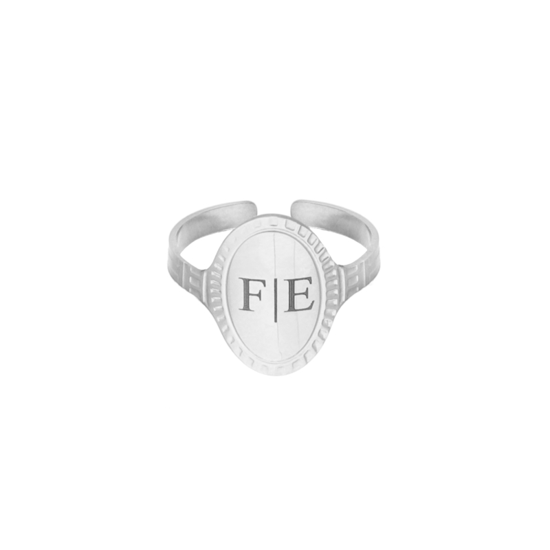 Verstelbare initial ring vintage