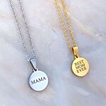 Zilveren en gouden ketting met tekst
