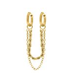 Double chain oorbel goudkleurig