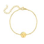 Armband 3 initialen met mini muntje goud kleurig