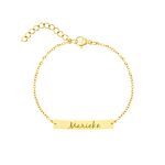 Graveerbare bar armband met sierletters goud