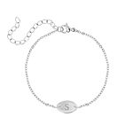 Initial armband met ovaal muntje zilver