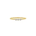 Gedraaide ring met 3 steentjes goud kleurig