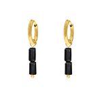 Black stone earrings goldplated