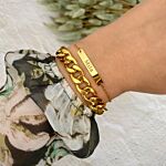 Gouden armparty met chains en naam armband