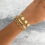 Armband met namen 4 muntjes goud kleurig