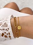 Gouden schakelarmband met armband met twee letters