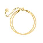 Platte snake armband dubbel goudkleurig