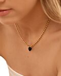 Black heart necklace goldplated